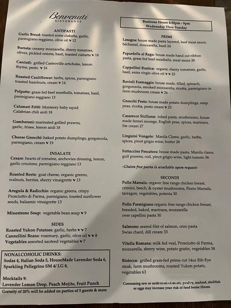Salvatore Ristorante Italian - Walnut Creek, CA menu_pic