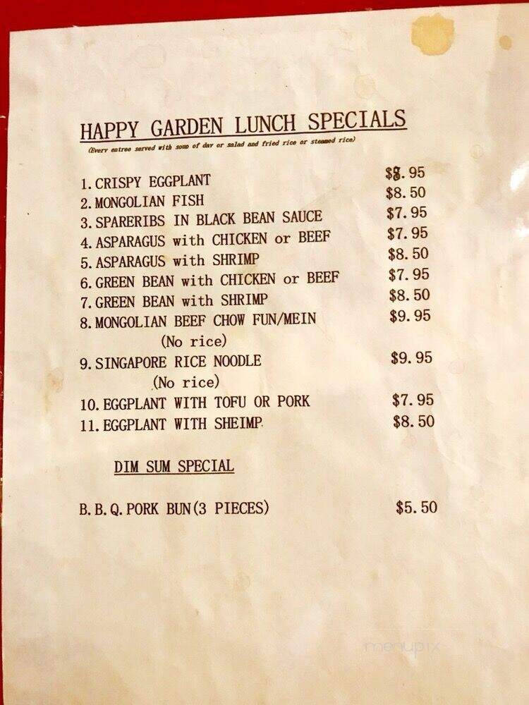 Happy Garden Restaurant - Colusa, CA menu_pic