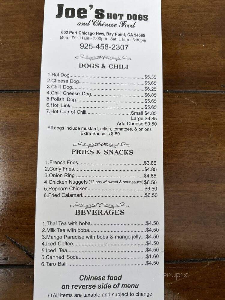 Joe's Hot Dogs - Bay Point, CA