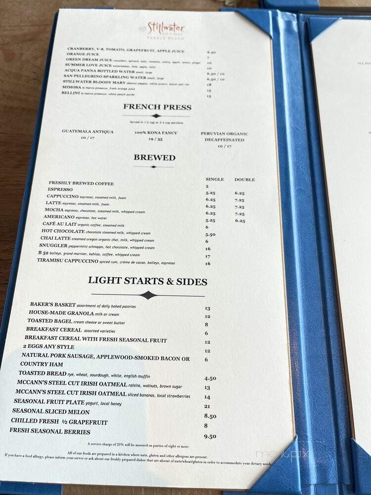 Stillwater Bar & Grill - Pebble Beach, CA menu_pic