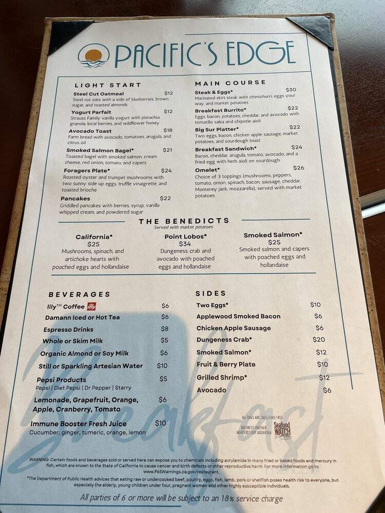 Pacific's Edge - Carmel, CA menu_pic