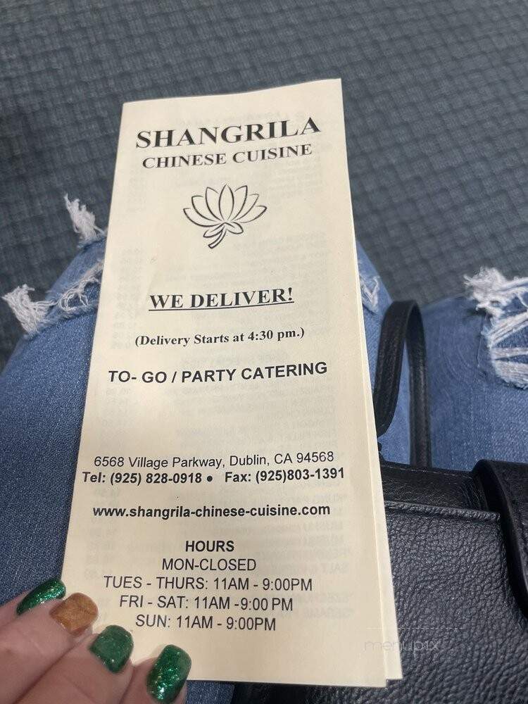Shangrila Chinese Cuisine - Dublin, CA menu_pic
