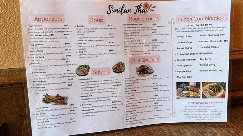 Similan Thai Cuisine - Danville, CA menu_pic