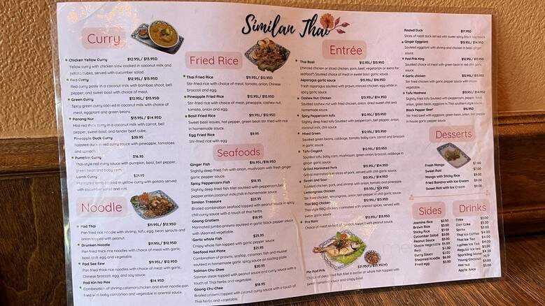 Similan Thai Cuisine - Danville, CA menu_pic