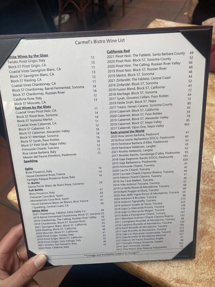 Bistro Giovanni - Carmel-by-the-Sea, CA menu_pic