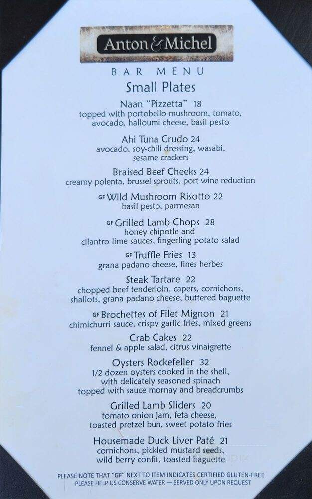 Anton & Michel Restaurant - Carmel-By-the-Sea, CA menu_pic