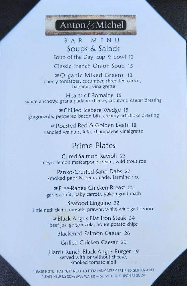 Anton & Michel Restaurant - Carmel-By-the-Sea, CA menu_pic
