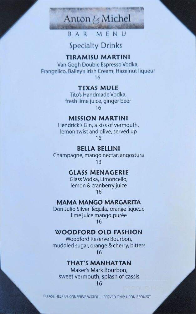 Anton & Michel Restaurant - Carmel-By-the-Sea, CA menu_pic