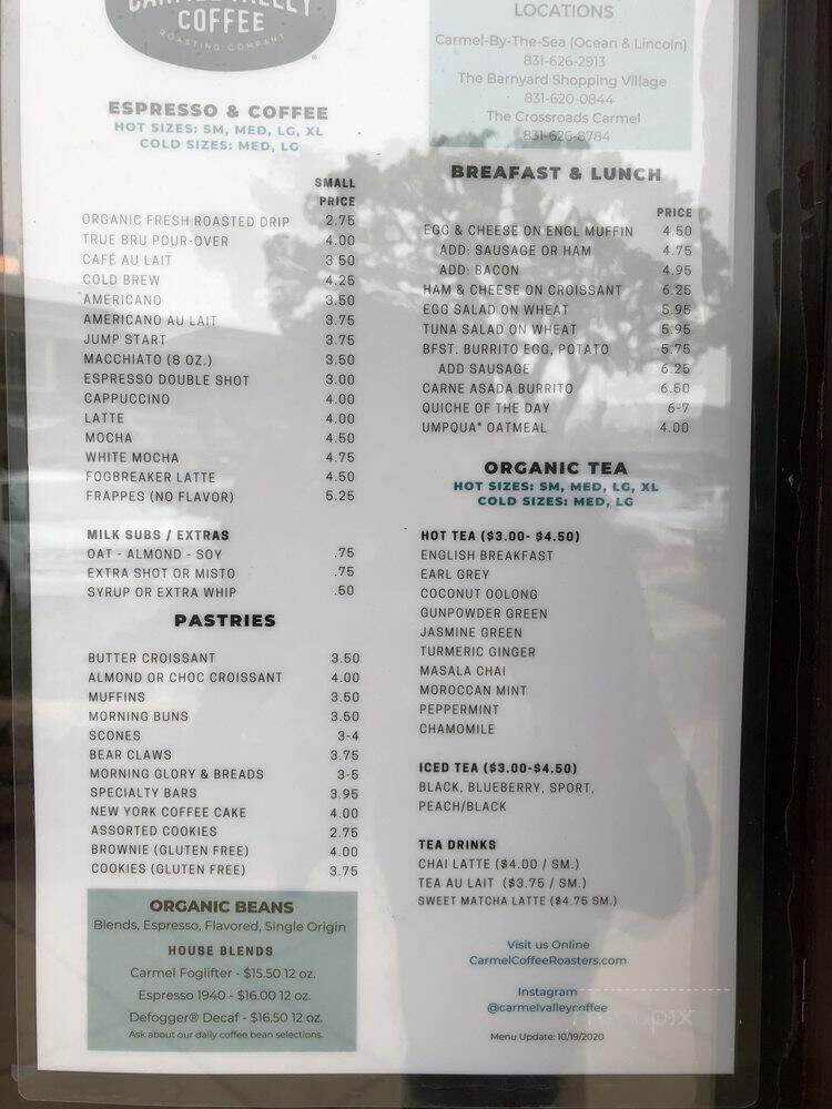 Carmel Valley Coffee Roasting - Carmel, CA menu_pic