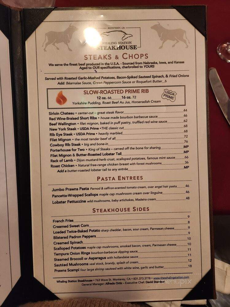 John Pisto's Whaling Station - Monterey, CA menu_pic