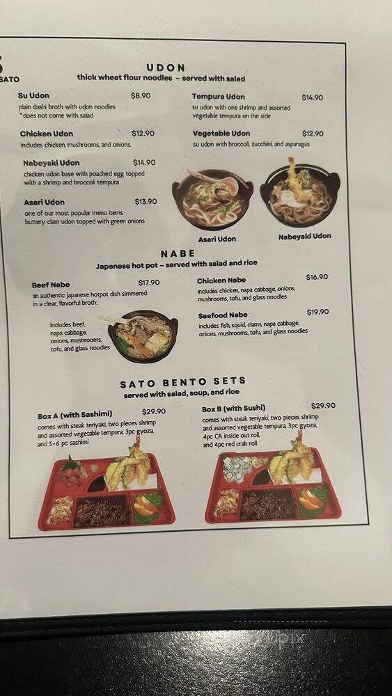 Sato Japanese Cuisine - Pleasanton, CA menu_pic