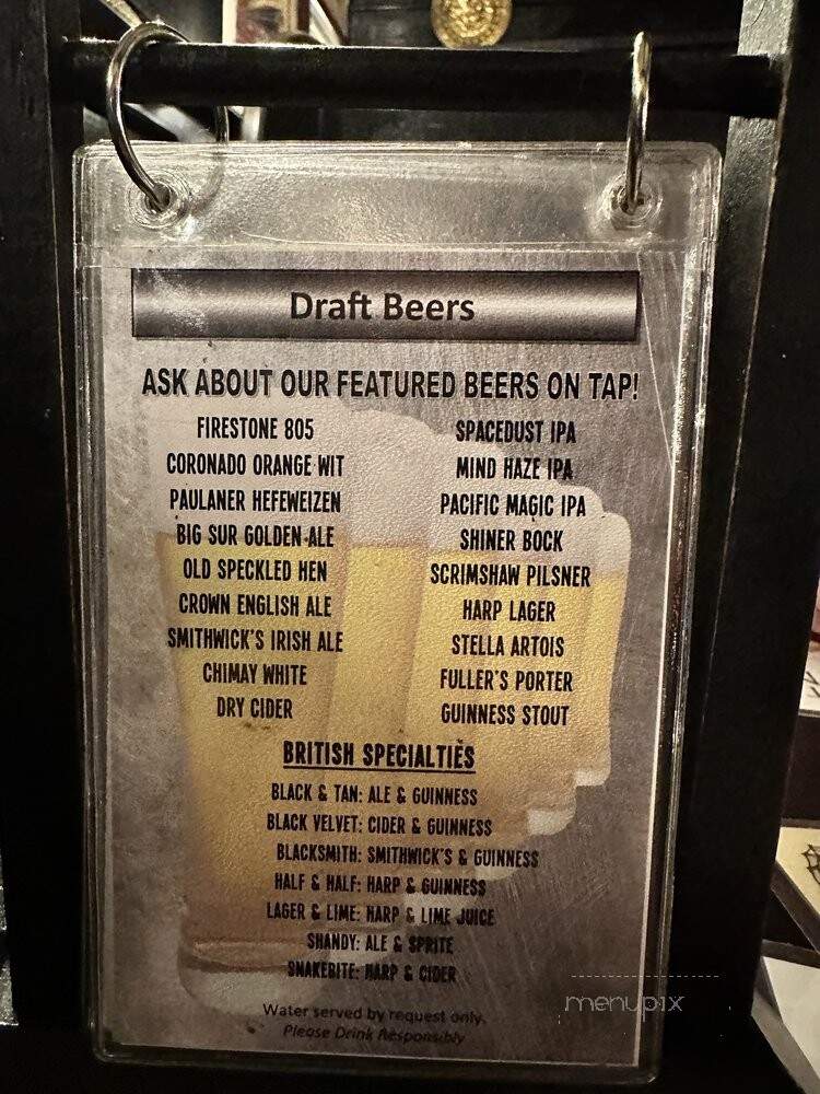 Crown & Anchor - Monterey, CA menu_pic