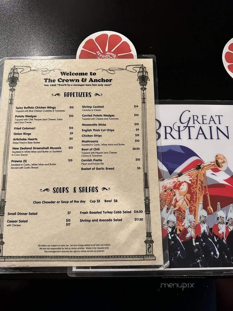 Crown & Anchor - Monterey, CA menu_pic