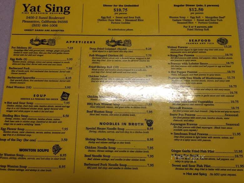 Yat Sing Restaurant - Pleasanton, CA