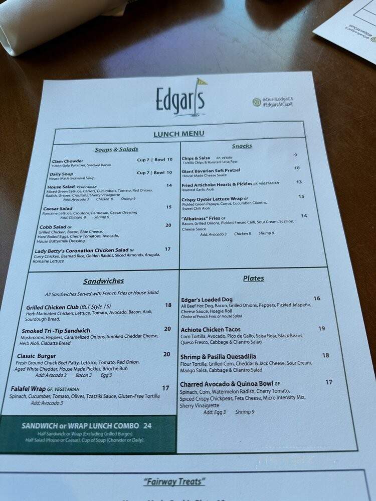 Edgars - Carmel, CA menu_pic
