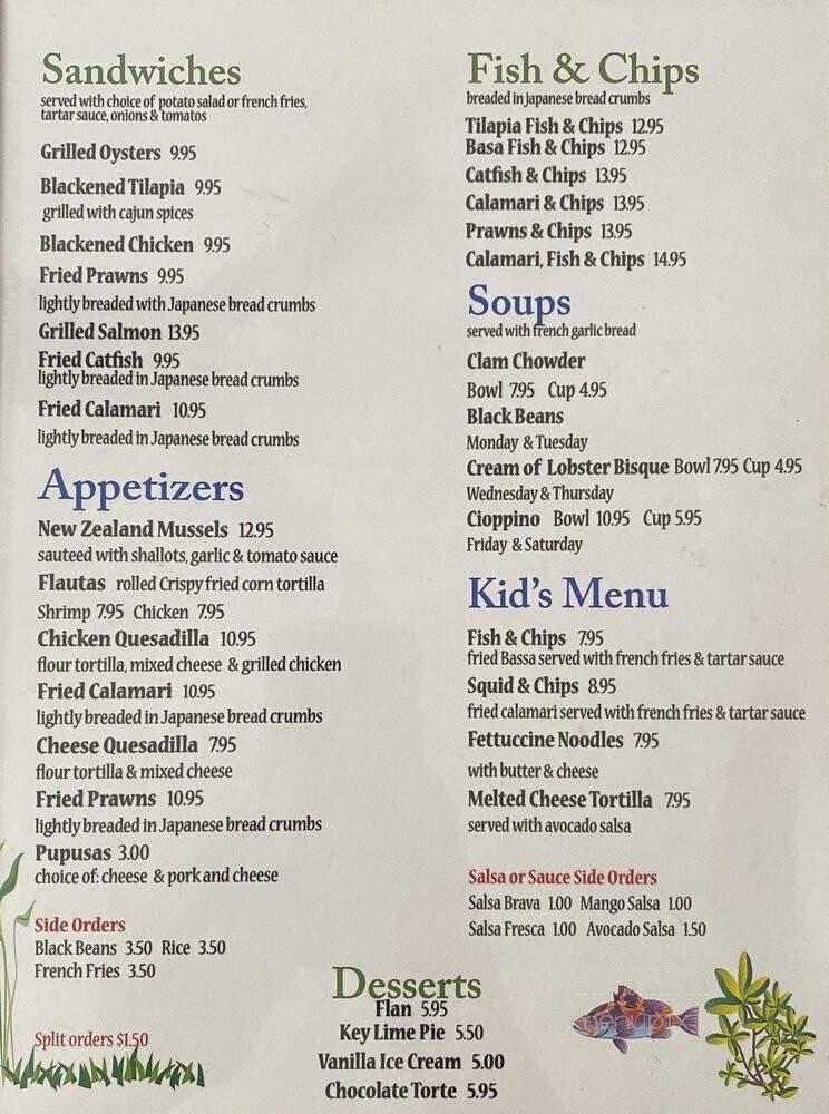 Golden Fish Seafood Restaurant - Salinas, CA menu_pic