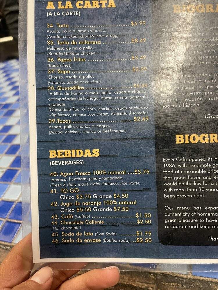 Eva's Cafe - Salinas, CA menu_pic