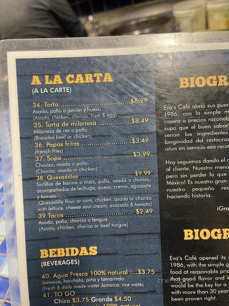 Eva's Cafe - Salinas, CA menu_pic