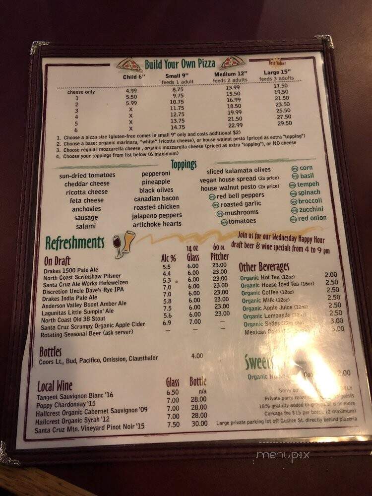 Redwood Pizza - Felton, CA menu_pic