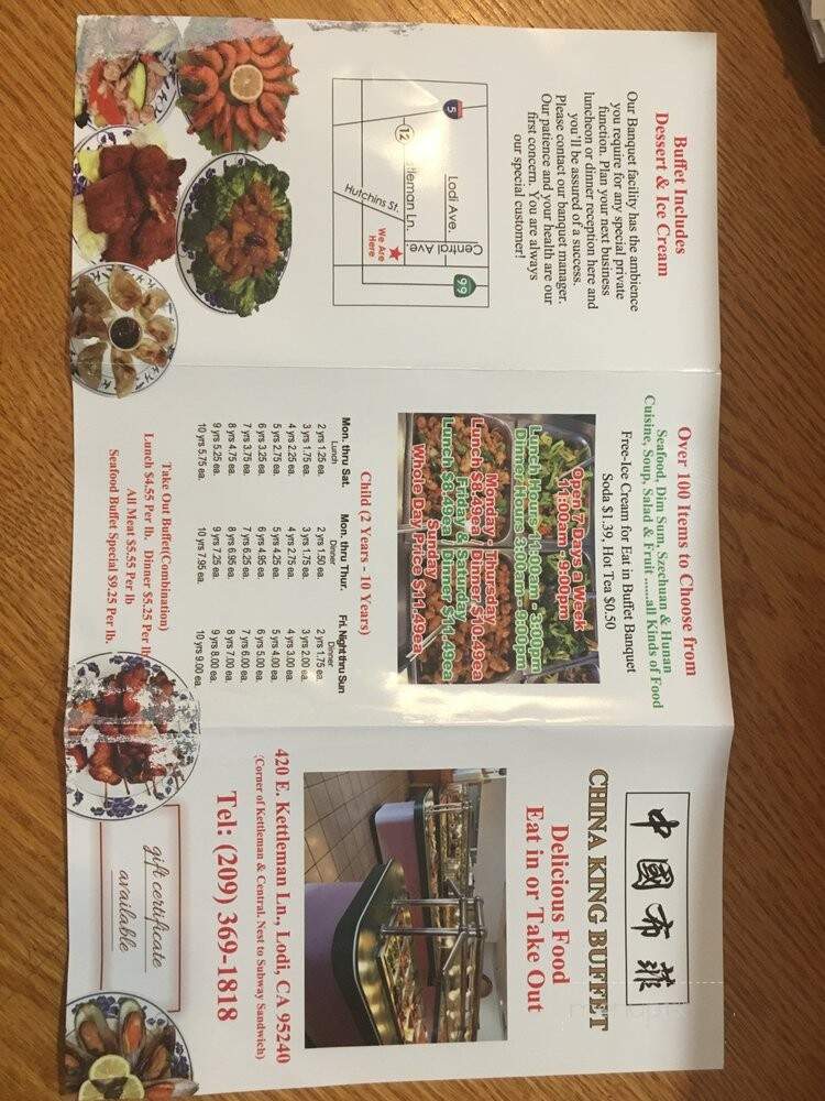 China King Buffet - Lodi, CA menu_pic