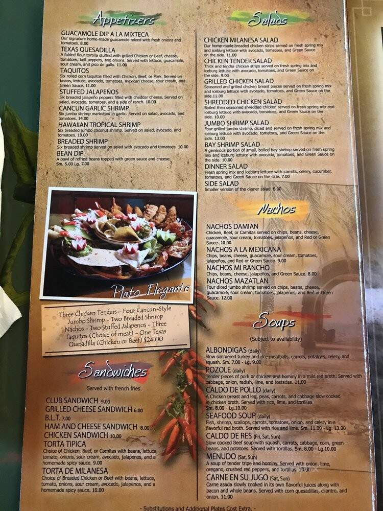 Damian Restaurant - Modesto, CA menu_pic