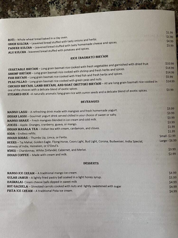 Asoka India Cuisine - Selma, CA menu_pic