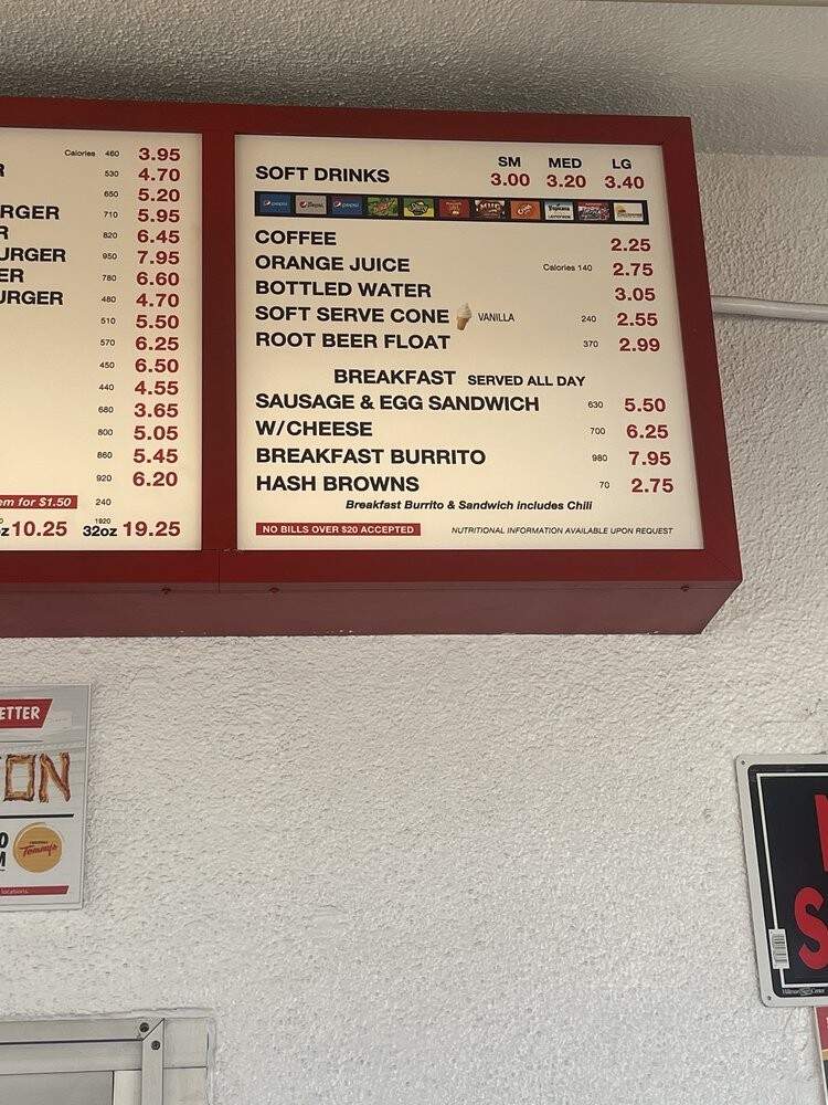Tommy's Hamburgers - Tujunga, CA menu_pic