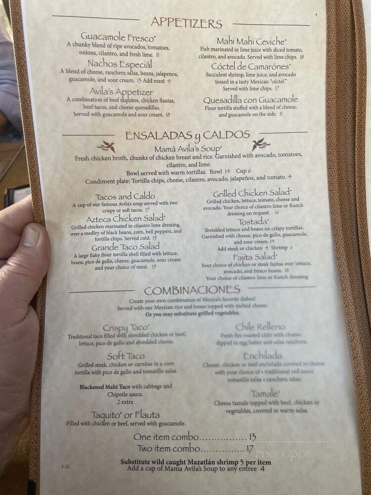 Avila's El Ranchito Mexican - Newport Beach, CA menu_pic