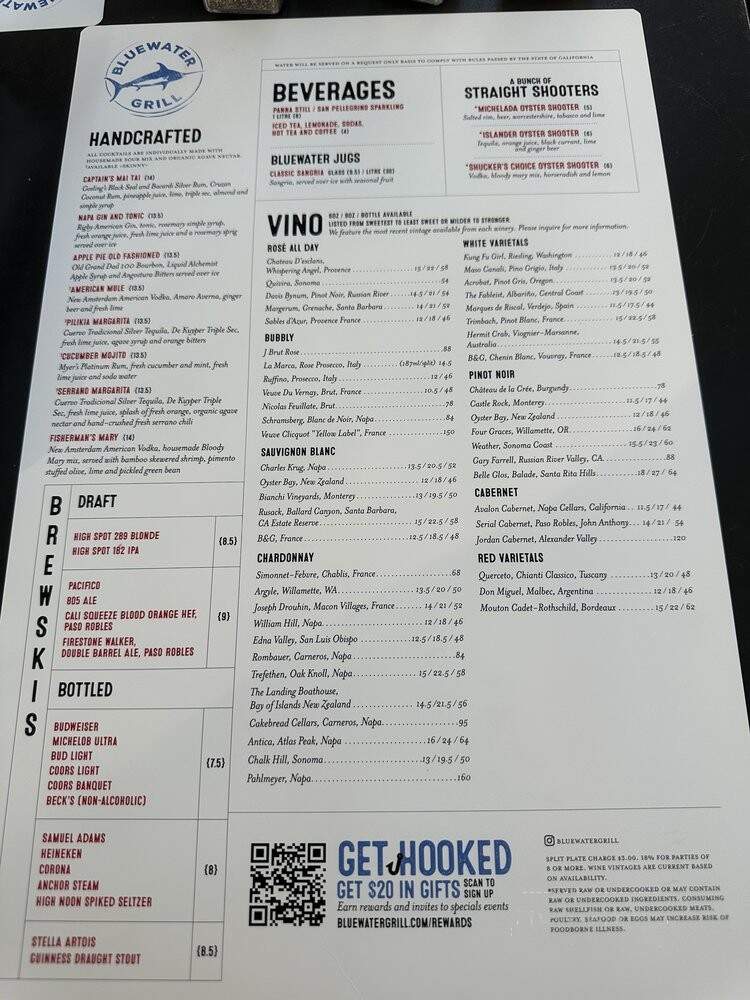 Bluewater Grill Newport Beach - Newport Beach, CA menu_pic