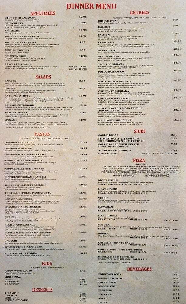 Nick's Pizza Ristorante - Costa Mesa, CA menu_pic
