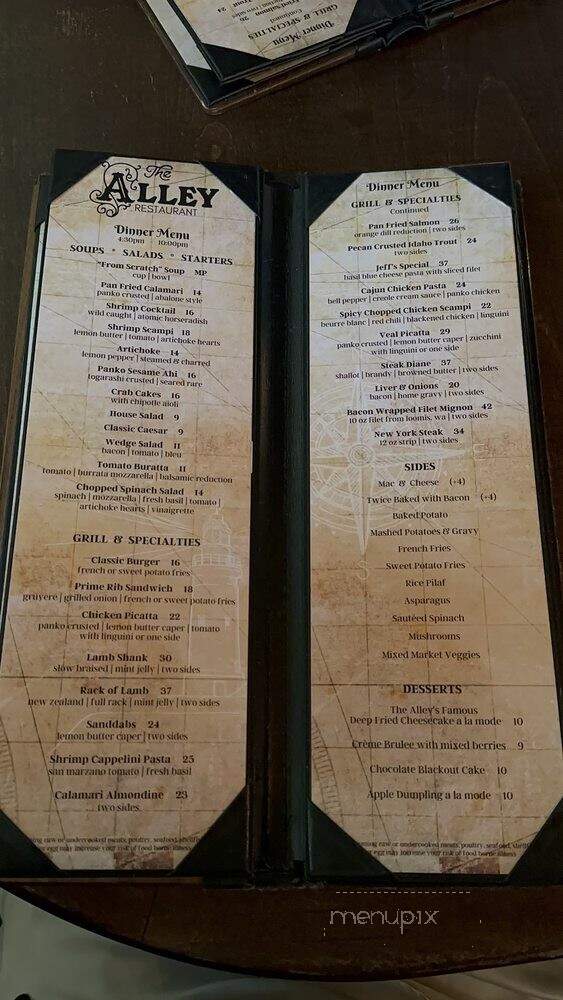 The Alley Restaurant & Bar - Newport Beach, CA menu_pic