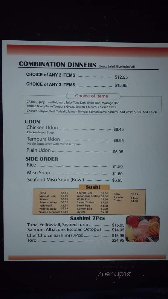 Sushi Sho Japanese Restaurant - Costa Mesa, CA menu_pic