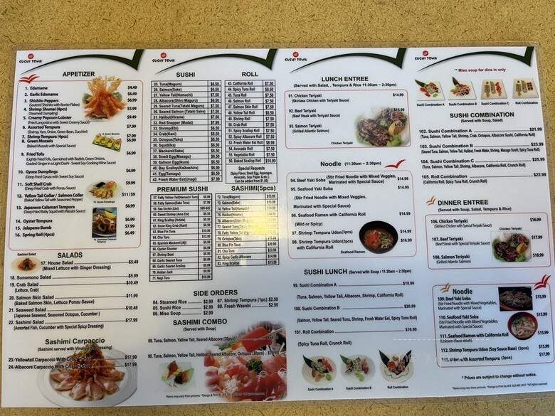 Sushi Town - Costa Mesa, CA menu_pic