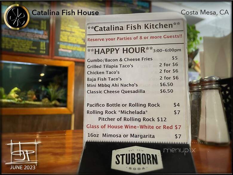 Catalina Fish Kitchen - Costa Mesa, CA menu_pic