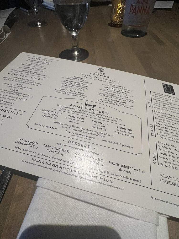 Five Crowns - Corona Del Mar, CA menu_pic