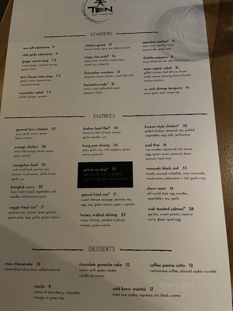 Ten Newport - Newport Beach, CA menu_pic