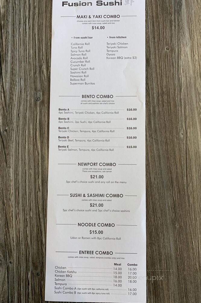 Kingyo Sushi - Newport Beach, CA menu_pic