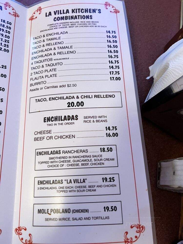 La Villa Kitchen - San Dimas, CA menu_pic