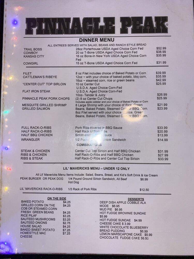 Pinnacle Peak - San Dimas, CA menu_pic