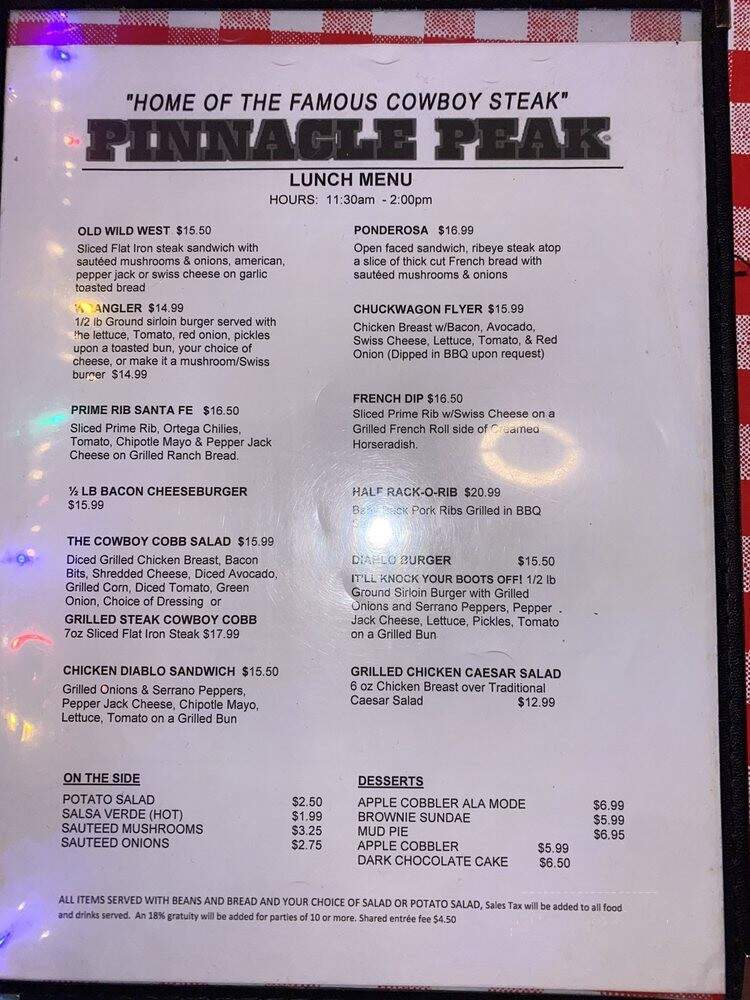 Pinnacle Peak - San Dimas, CA menu_pic