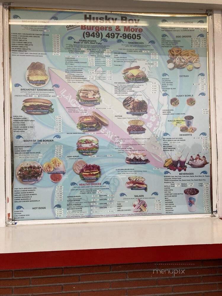 Husky Boy Burgers - Laguna Beach, CA menu_pic