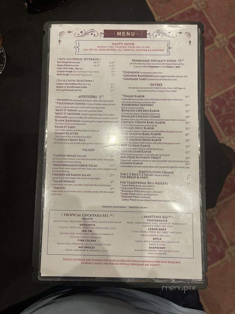 Caspian Restaurant - Irvine, CA menu_pic