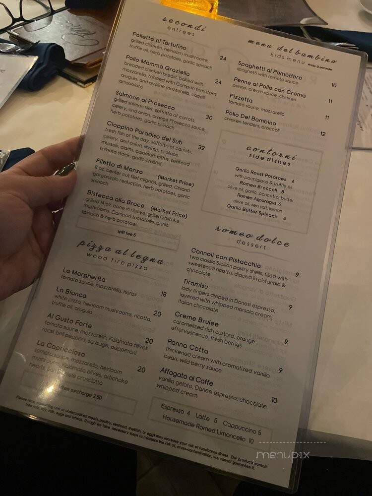 Romeo Cucina - Laguna Beach, CA menu_pic