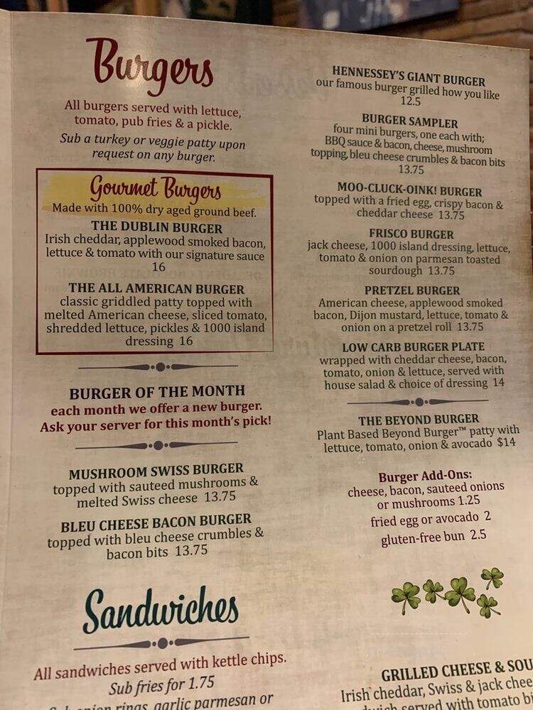 Hennesseys Tavern - Laguna Beach, CA menu_pic