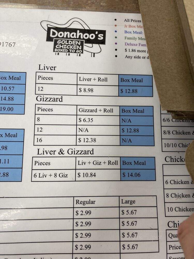 Donahoo's Golden Chicken - Pomona, CA menu_pic