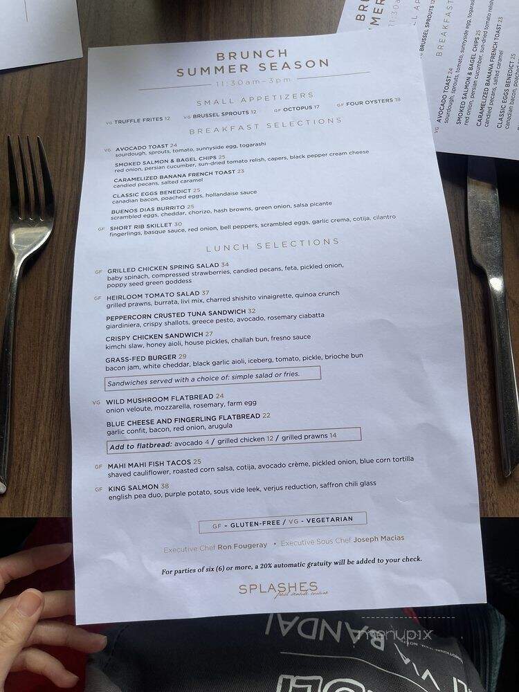 Splashes - Laguna Beach, CA menu_pic