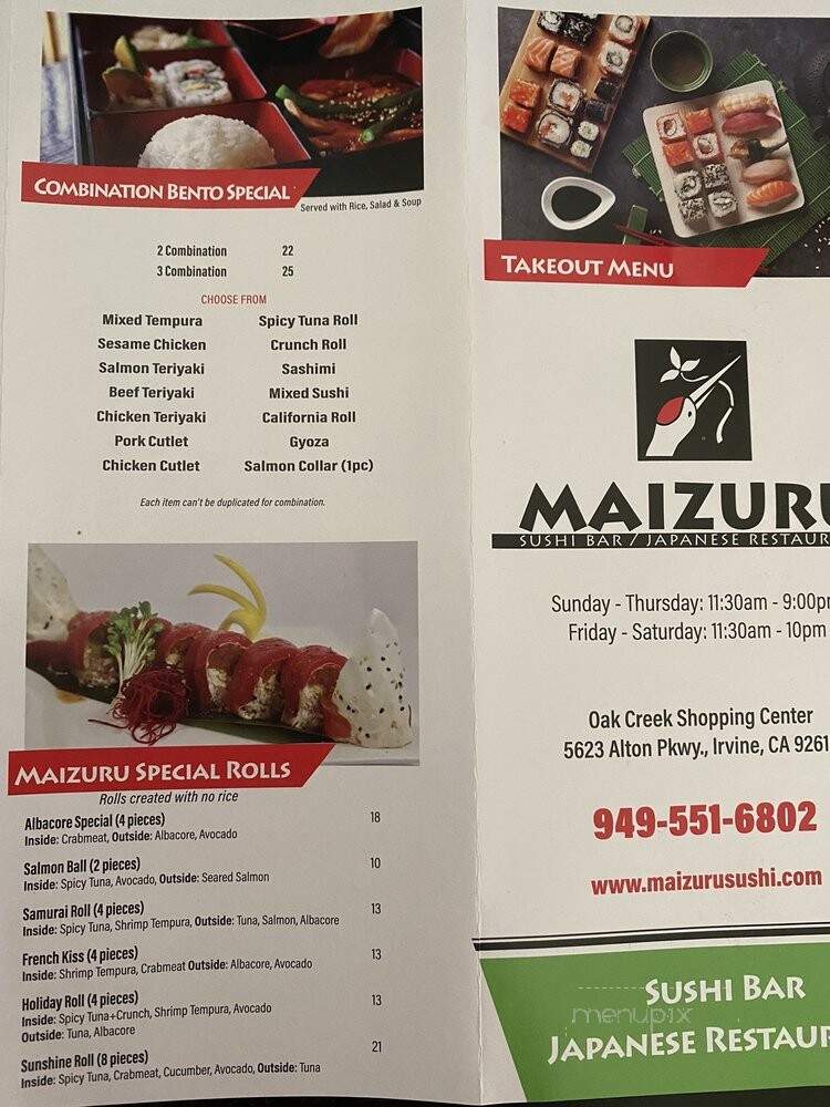 Maizurau Japanese Restaurant - Irvine, CA menu_pic