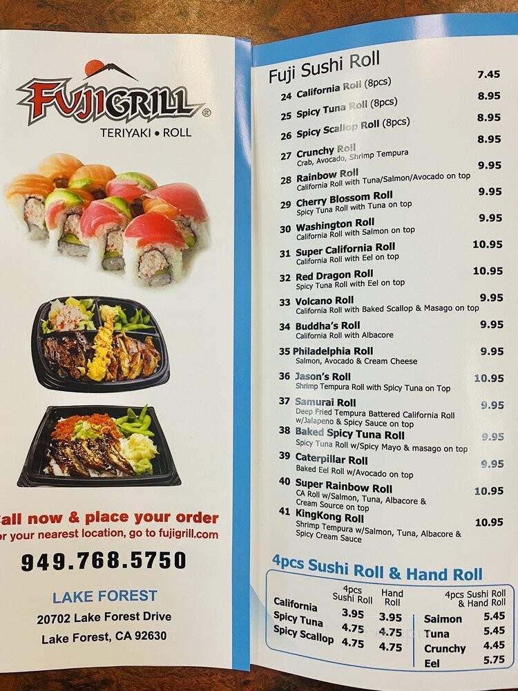 Fuji Grill - Lake Forest, CA menu_pic