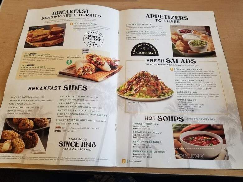 Coco's Bakery Restaurant - Laguna Hills, CA menu_pic