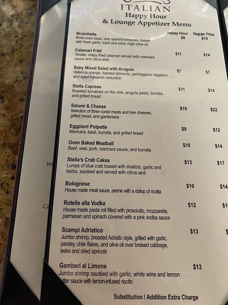 Stella's - Dana Point, CA menu_pic